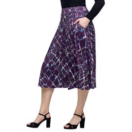 Womens 24/7 Comfort Apparel Purple Geo Pocket Midi Skirt