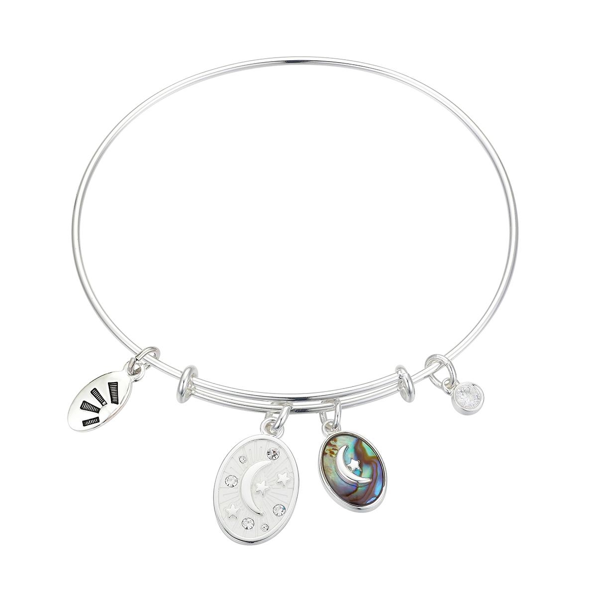 Shine I Love You Abalone and Cubic Zirconia Bezel Bracelet