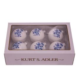 Kurt S. Adler 80MM Delft Blue Glass Ball Ornaments - Set of 6