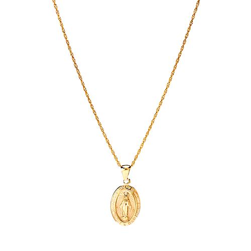 10kt. Yellow Gold Mary Oval Pendant Necklace