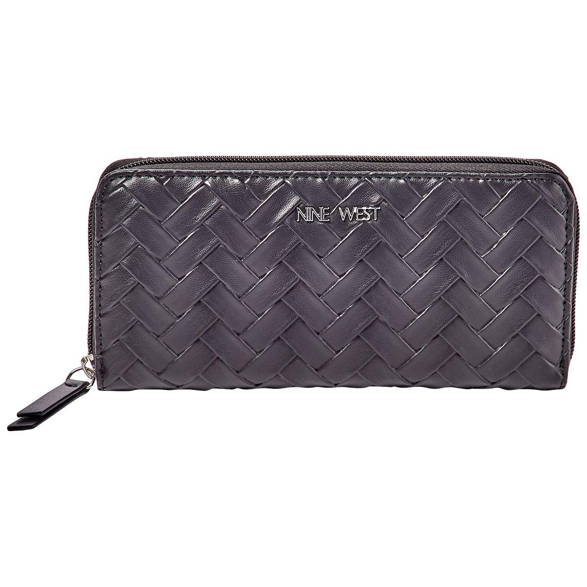 Womens Nine West Norah Woven Zip-Around Clutch Wallet