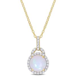 Sophia B 3 1/4ctw. Ethiopian Opal & White Topaz Pendant
