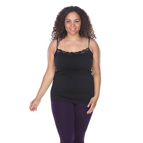 Plus Size White Mark Lace Trim Camisole