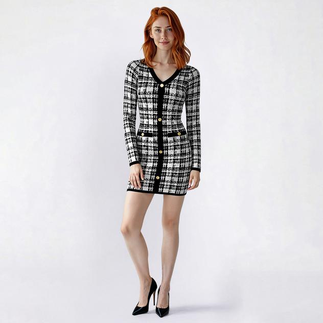 Juniors Jolie & Joy Faux Button Front Sweater Dress