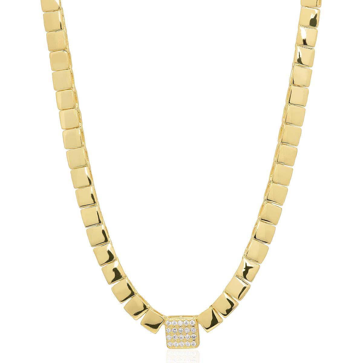 Gianni Argento 1/10ctw. Diamond Square Link Necklace