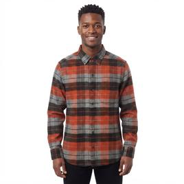 Mens Jackson Hole Long Sleeve Flannel Shirt - Orange/Black/Grey