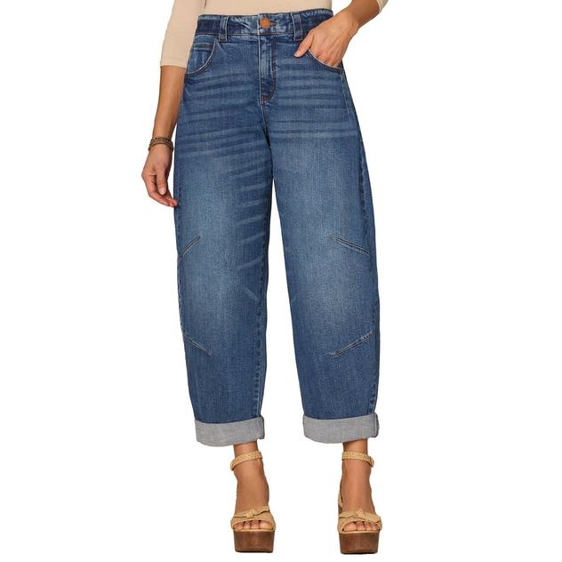 Womens Democracy “Ab”solution® Skyrise Cuff Hem Barrel Leg Jeans