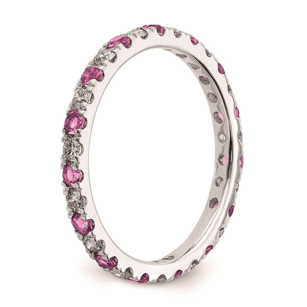 Pure Fire 14kt. White Gold Lab Created Pink Sapphire Band
