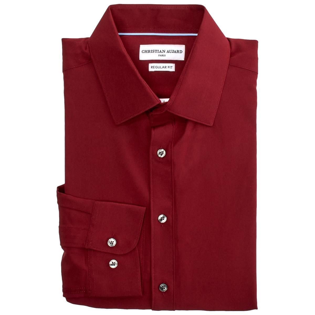 Mens Christian Aujard Regular Fit Stretch Dress Shirt - Cherry