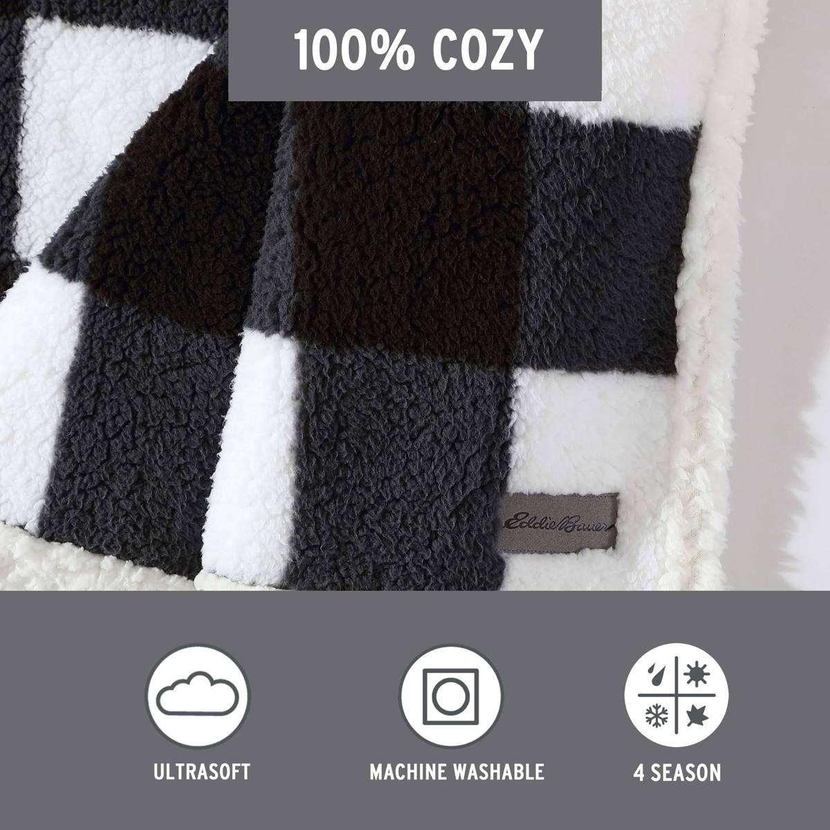 Eddie Bauer Cabin Plaid Cotton Reversible Throw
