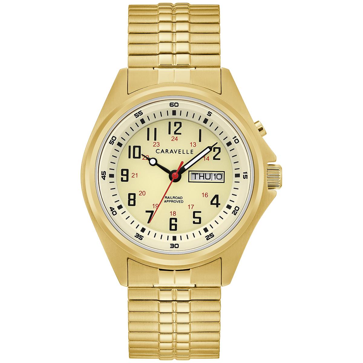 Mens Caravelle Gold-tone Stainless Luminescent Watch - 44C112