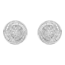 Haus of Brilliance Silver 1/4ctw. Diamond Swirl Stud Earrings