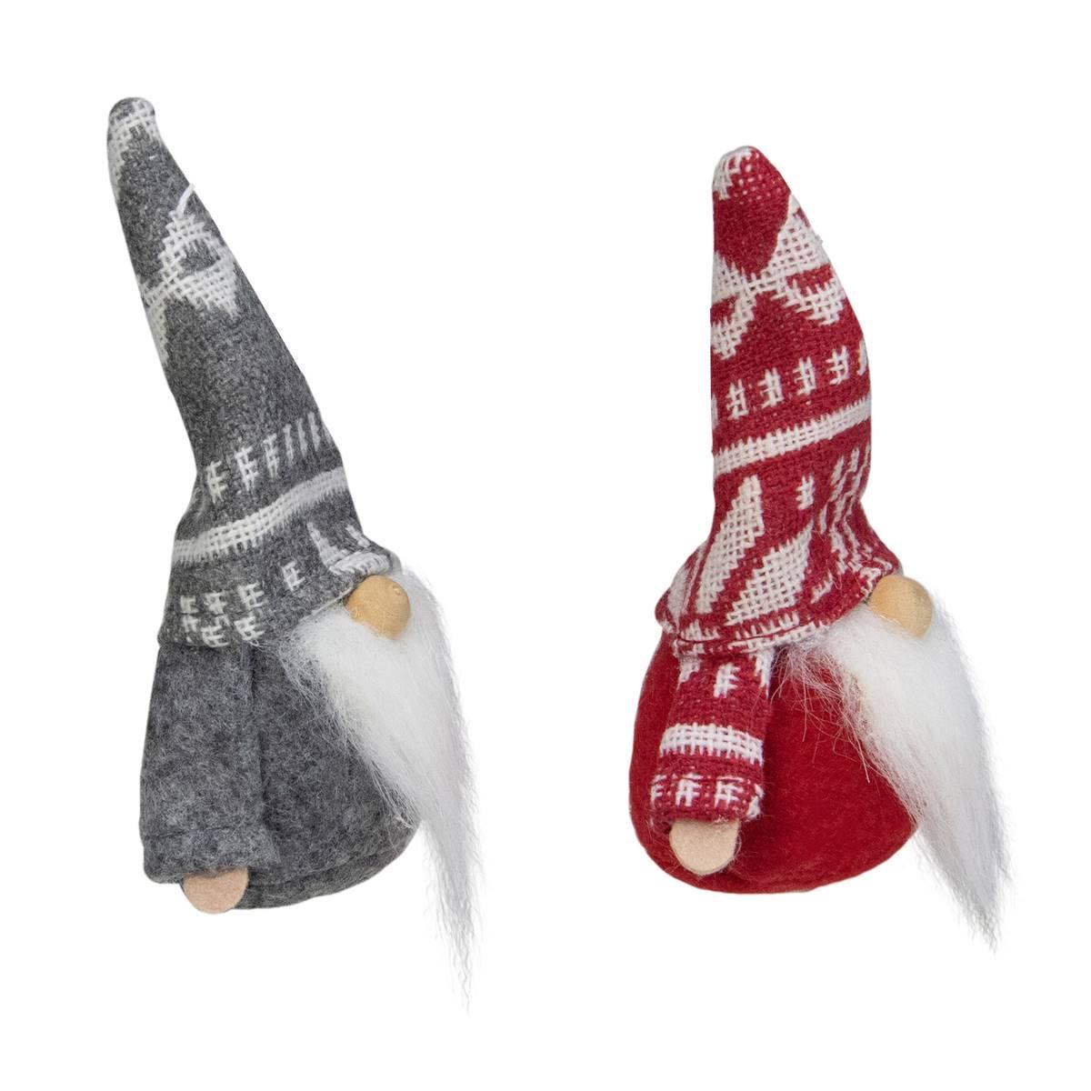 Northlight Seasonal Grey & Red Santa Gnome Ornaments - Set of 2