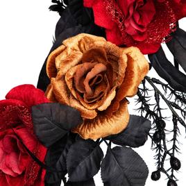 Northlight Seasonal 22in. Unlit Red & Gold Rose Halloween Wreath