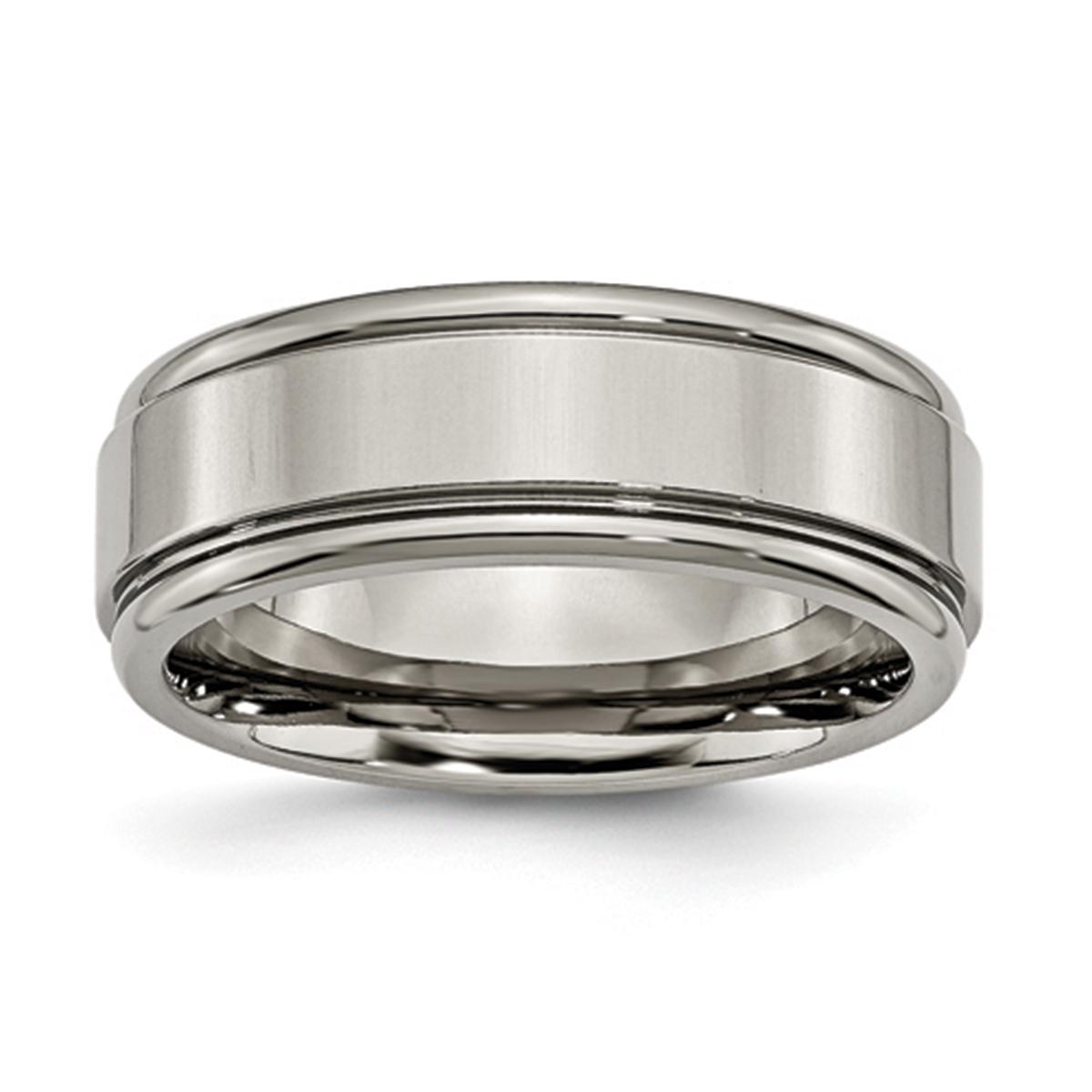 Mens Endless Affection(tm) 8mm Grooved Edge Wedding Band