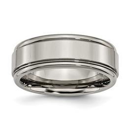 Mens Endless Affection(tm) 8mm Grooved Edge Wedding Band
