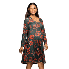 Plus Size 24/7 Comfort Apparel Floral Fit & Flare Maternity Dress
