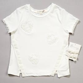 Girls (7-12) BTween® Short Sleeve Crochet Trim Heart Tee
