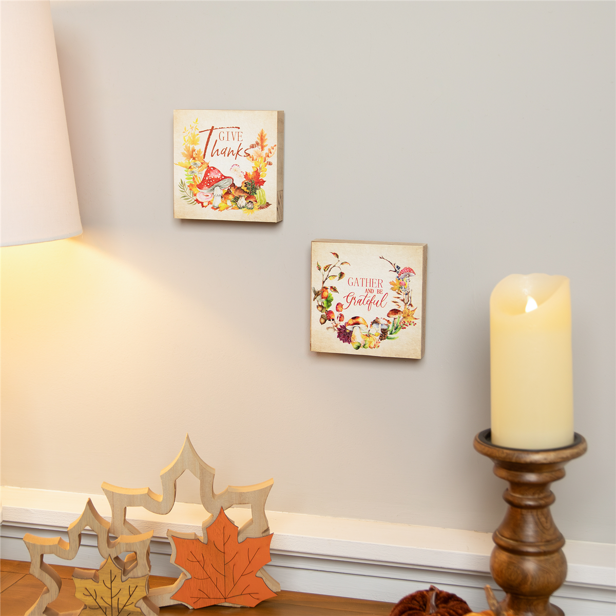 Northlight Give Thanks & Be Grateful Fall Harvest Sign - Set of 2