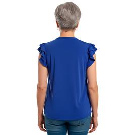 Womens Adrianna Papell Smocked Shoulder Split Neck Blouse