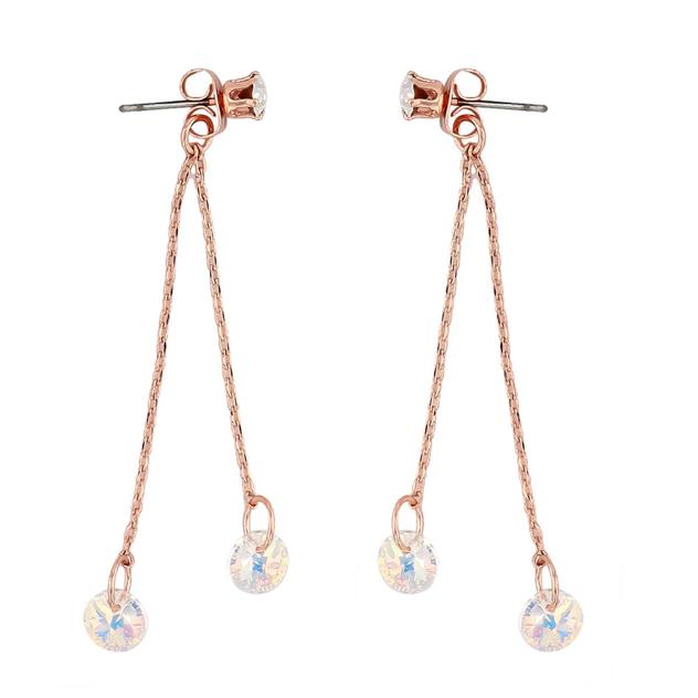 Crystal Colors 2 Disc Dangle Earrings w/ Aurora Borealis Crystals