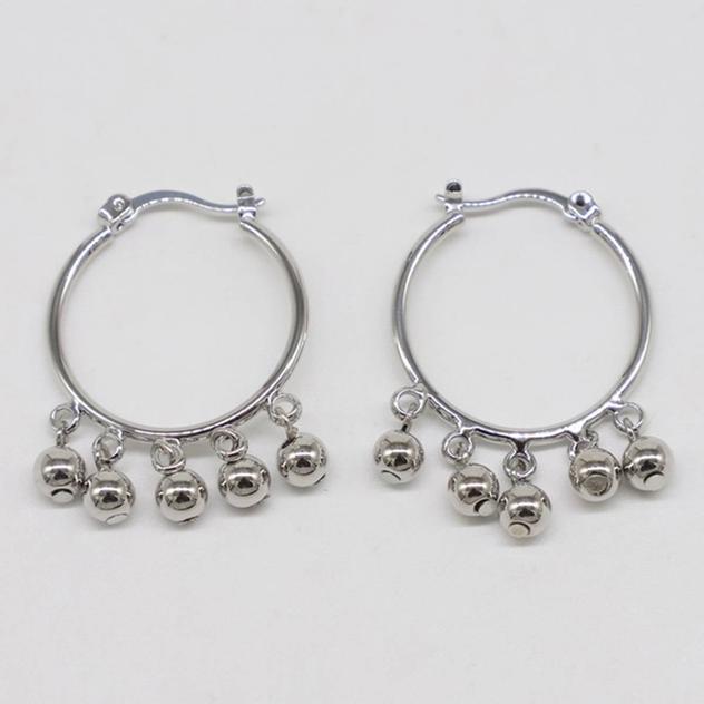 Design Collection Silver-Tone Ball Hoop Earrings