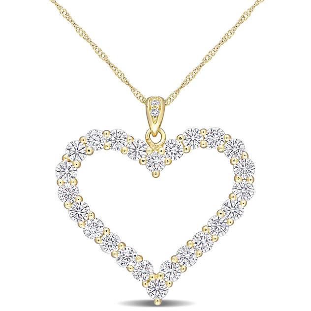 Sterling Silver 18kt. Gold Dew Moissanite Heart Pendant