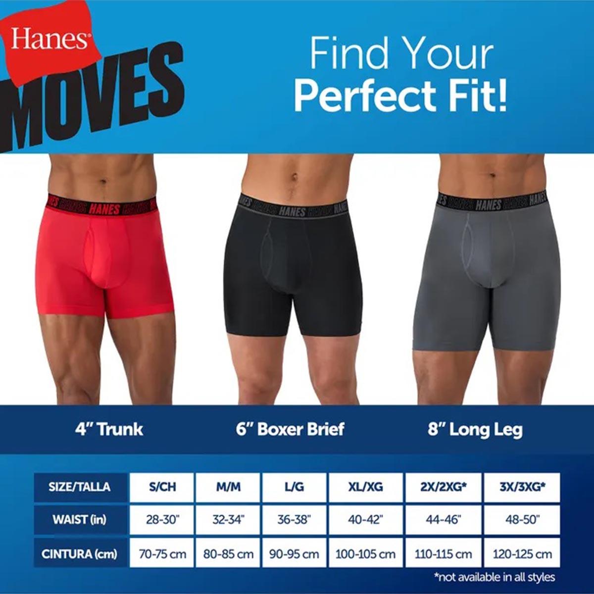 Mens Hanes® Moves 4pk. Performance Boxer Briefs - Blue/Black