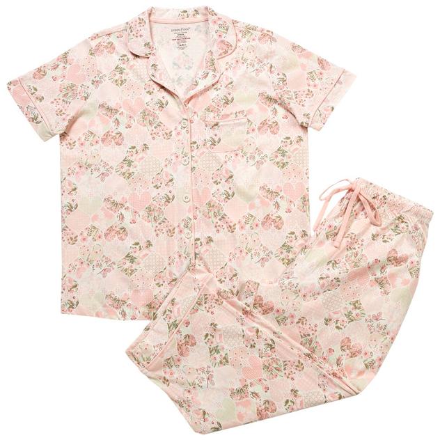Womens Poppy & Clay Short Sleeve Floral Hearts Pajama Set