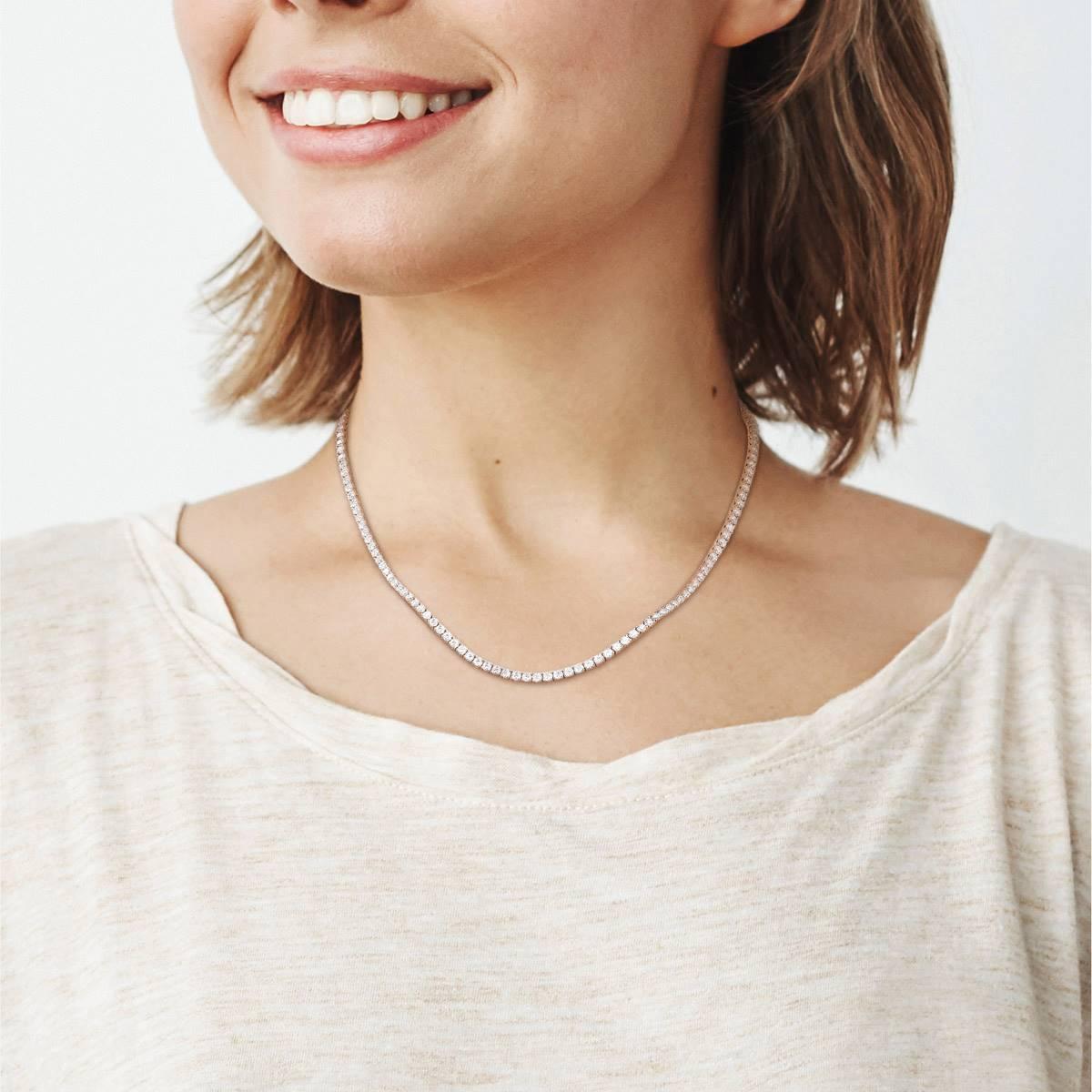Sterling Silver 12 1/2ctw. Dew Moissanite Tennis Necklace