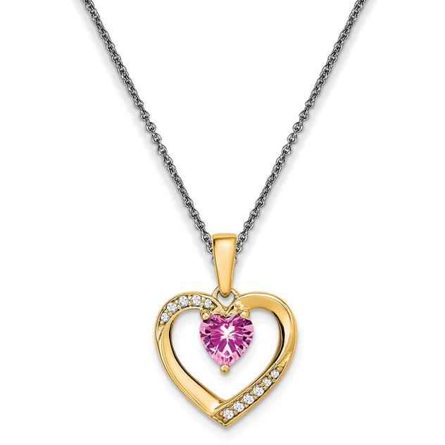 14kt.Yellow Gold Sapphire Heart Pendant Necklace