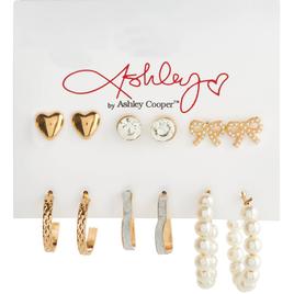 Ashley 6pr. Glass Stones/Pearls/Bows/Hearts & Hoops Earrings
