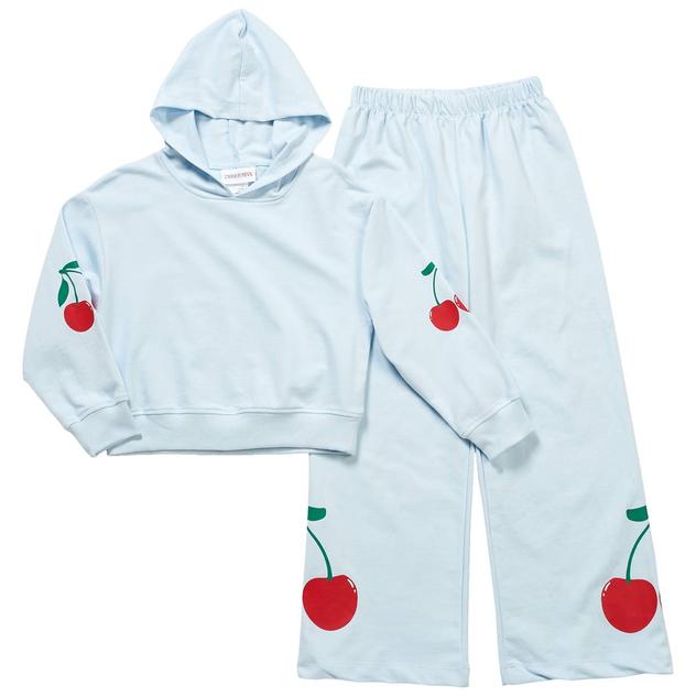 Girls (7-12) Tween Diva 2pc. Cherry Hoodie w/ Wide Leg Pant Set