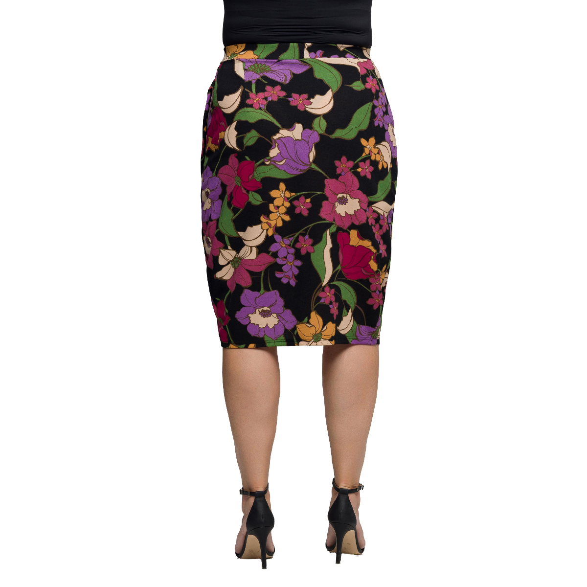 Plus Size 24/7 Comfort Apparel Floral Pencil Skirt