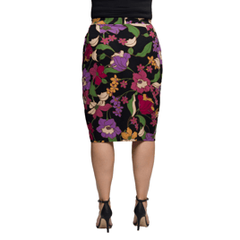 Plus Size 24/7 Comfort Apparel Floral Pencil Skirt