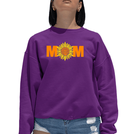 Plus Size LA Pop Art Mom Sunflower Word Art Crewneck Sweatshirt