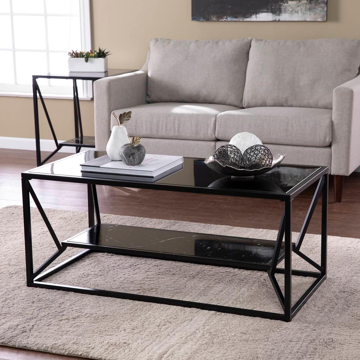 Southern Enterprises Argall Glass-Top Coffee Table