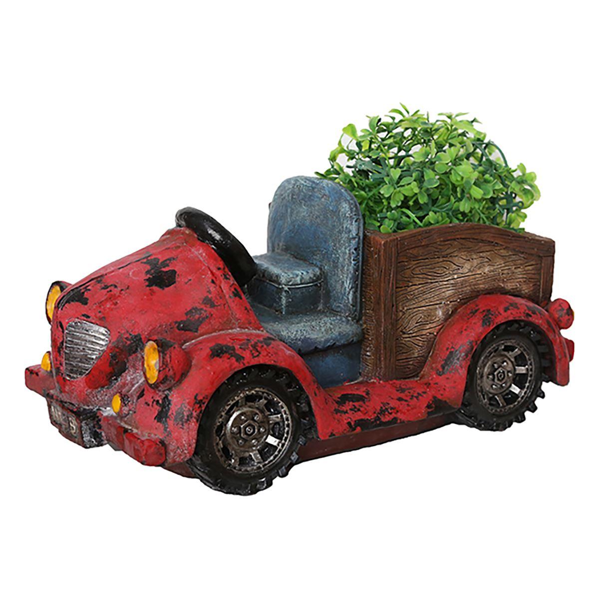 Northlight Red Vintage Car LED Solar Powered Garden Planter