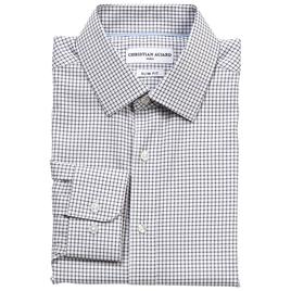 Mens Christian Aujard Slim Fit Plaid Dress Shirt - White/Black