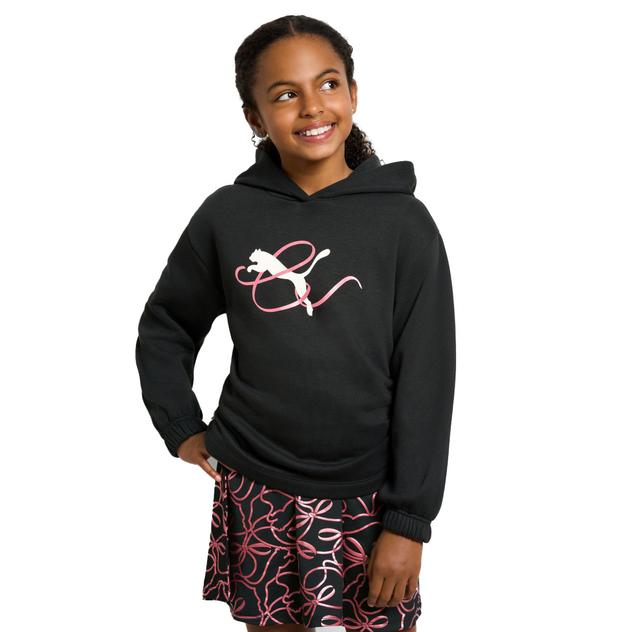 Girls (7-16) Puma® Ruched Side Seam Swirly Emblem Hoodie