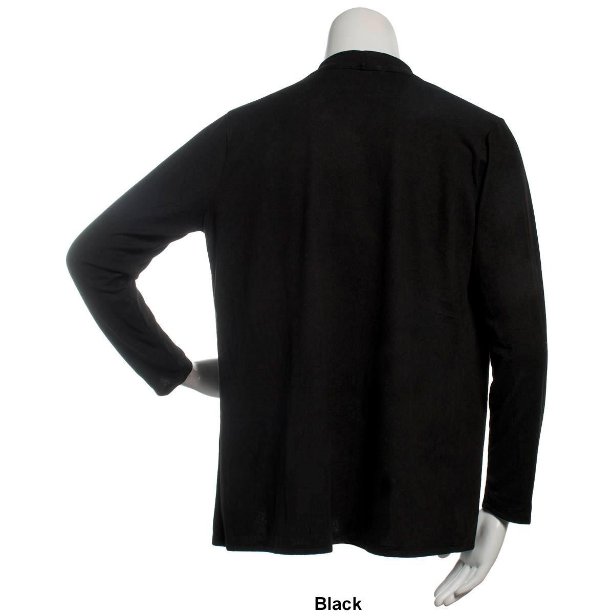 Womens Notations Long Sleeve Solid Hacci Open Cardigan