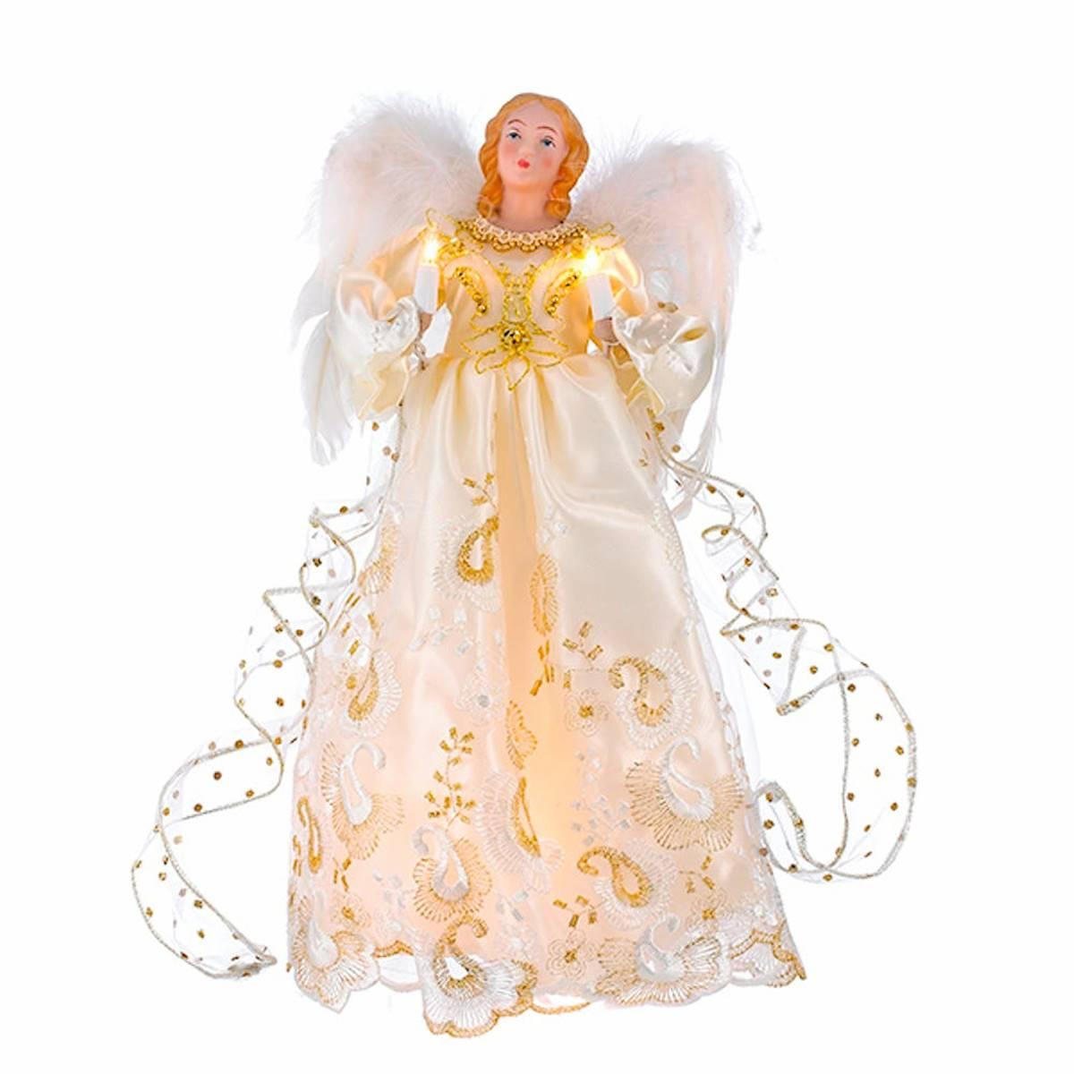 Kurt Adler UL 10-Light 14in. Gold Angel Treetop