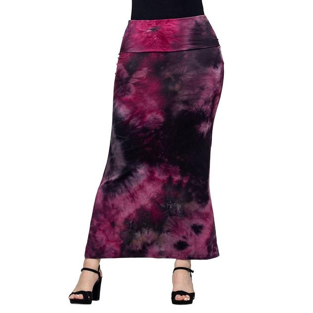Womens 24/7 Comfort Apparel Magenta Tie Dye Waist Maxi Skirt
