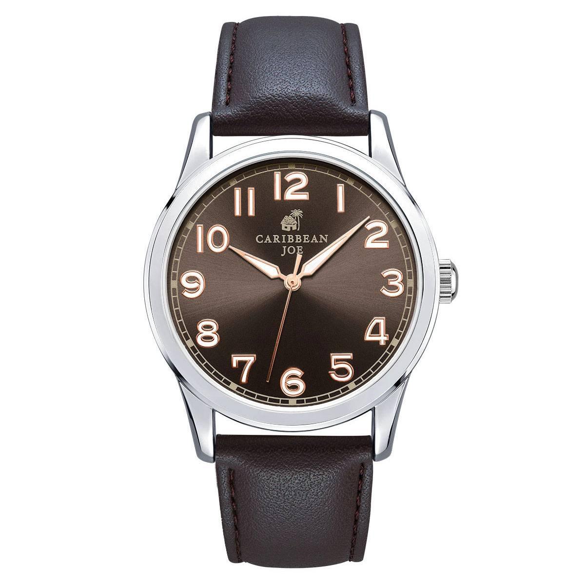 Mens Caribbean Joe Silver-Tone Easy Read Strap Watch - CJ7161SL