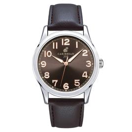 Mens Caribbean Joe Silver-Tone Easy Read Strap Watch - CJ7161SL