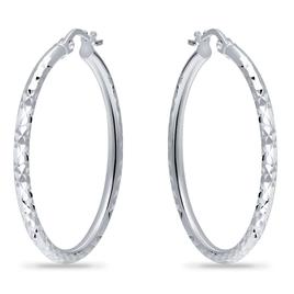 Designs by FMC 2mmx30mm Diamond Cut Round Hoop Earrings