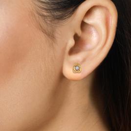 Nova Star® Gold over Silver Lab Grown Diamond Knot Earrings