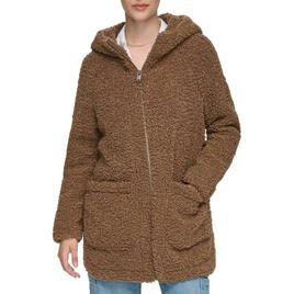 Womens Andrew Marc New York Sherpa Coat with Hood