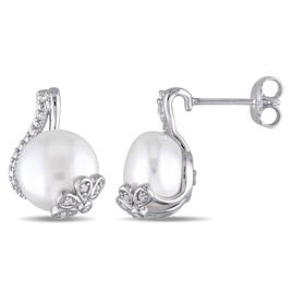 Gemstone Classics(tm) Pearl & Diamond Swirl Earrings