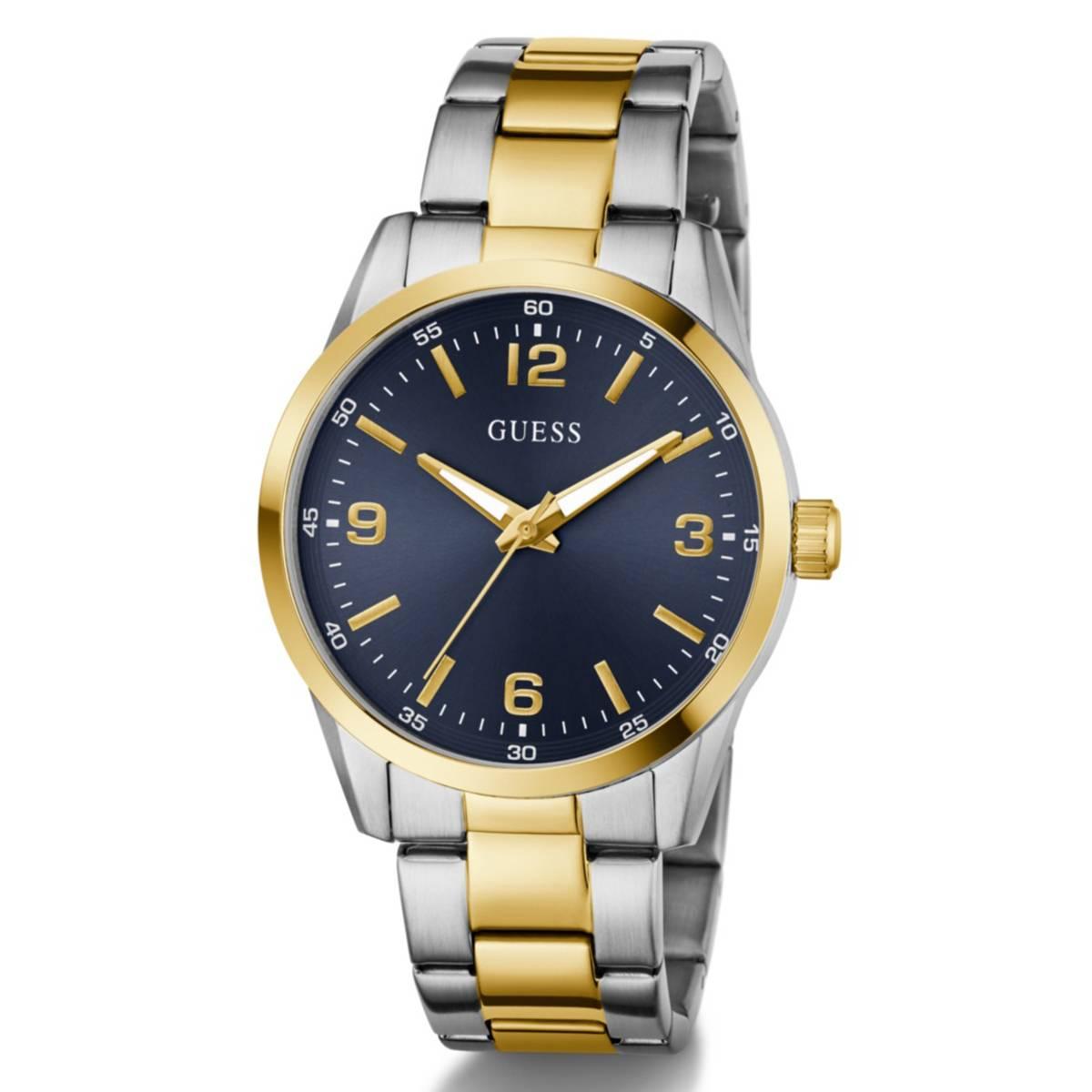 Mens Guess Two-Tone Indigo Sunray Dial Analog Watch - GW0965G4
